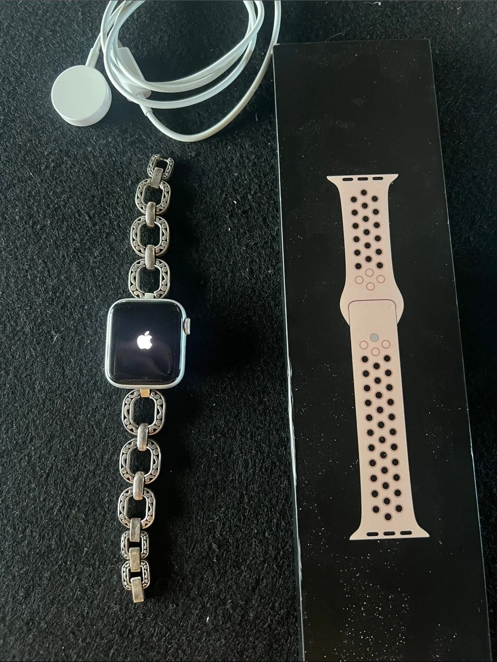 Apple Watch with Silver Case and Pink Sport Band (Included)